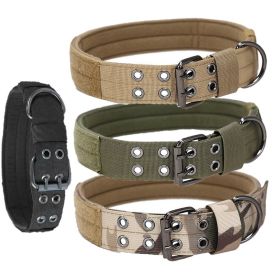 Super strong large dog collar with D-Ring & Buckle Collars Medium sized dog Golden haired horse dog Fierce dog collar (colour: Army green, size: Xl)