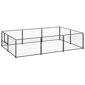 Dog Kennel Black 64.6 ft¬≤ Steel (Color: black)