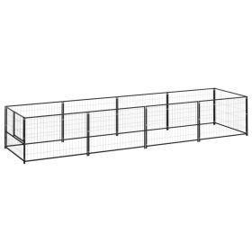 Dog Kennel Black 43.1 ft¬≤ Steel (Color: black)