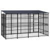 Outdoor Dog Kennel with Roof Steel 79.3 ft¬≤