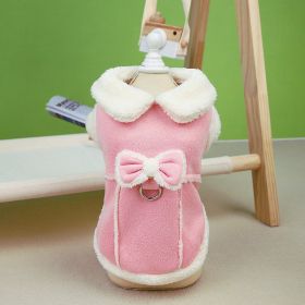 Pet Dog Warm Traction Vest Cotton-padded Coat (Option: Pink-XL)