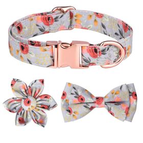 Detachable Hexapetalous Flowers Dog Collar (Option: Gray-S)