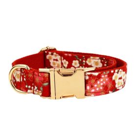 Japanese Floral Dog Collar Alloy Buckle Hand Holding Rope Pet Collar (Option: Dog Collar-XL)