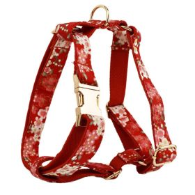 Japanese Floral Dog Collar Alloy Buckle Hand Holding Rope Pet Collar (Option: Dog Vest-XL)